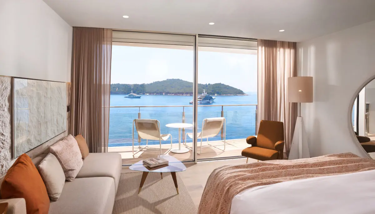 Luxury room with ocean view at Villa Dubrovnik, a Croatia destination wedding hotel.