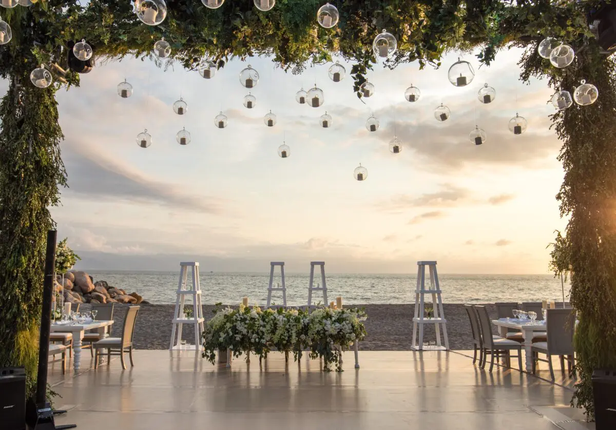 Puerto Vallarta wedding ceremony setup with beach and ocean view