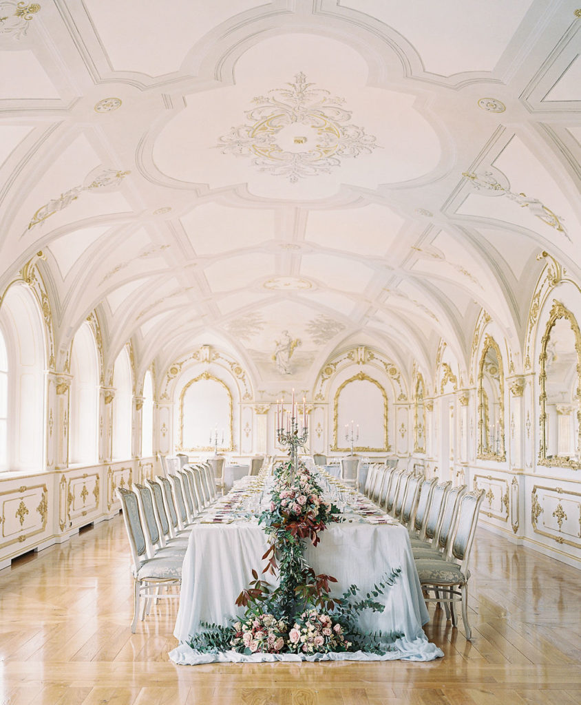 Banquet setup in grand ballroom in Italy