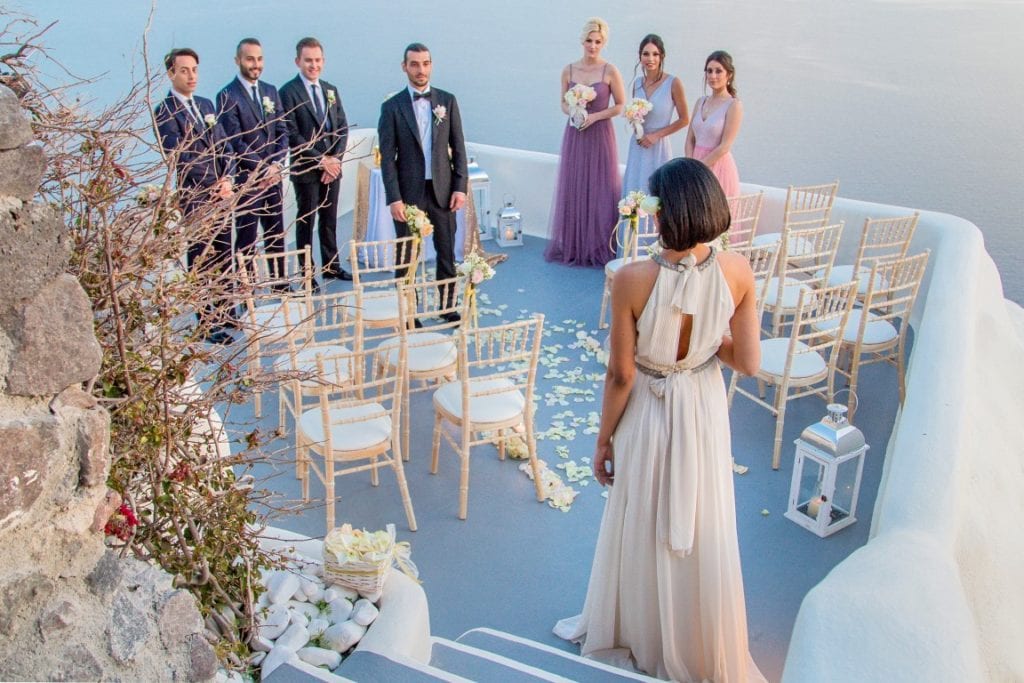 small wedding party overlooking the Mediterranean