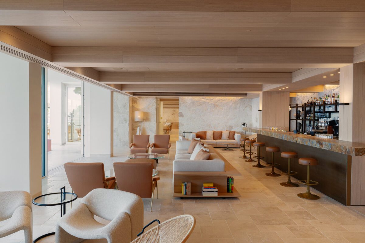 Villa Dubrovnik hotel lounge area with bar, seating, and natural light, ideal for a Croatia destination wedding.