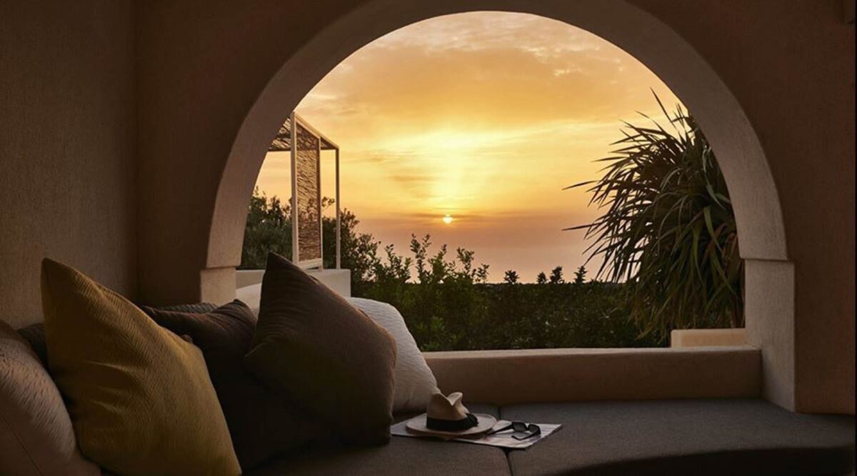 Sunset view from an arch