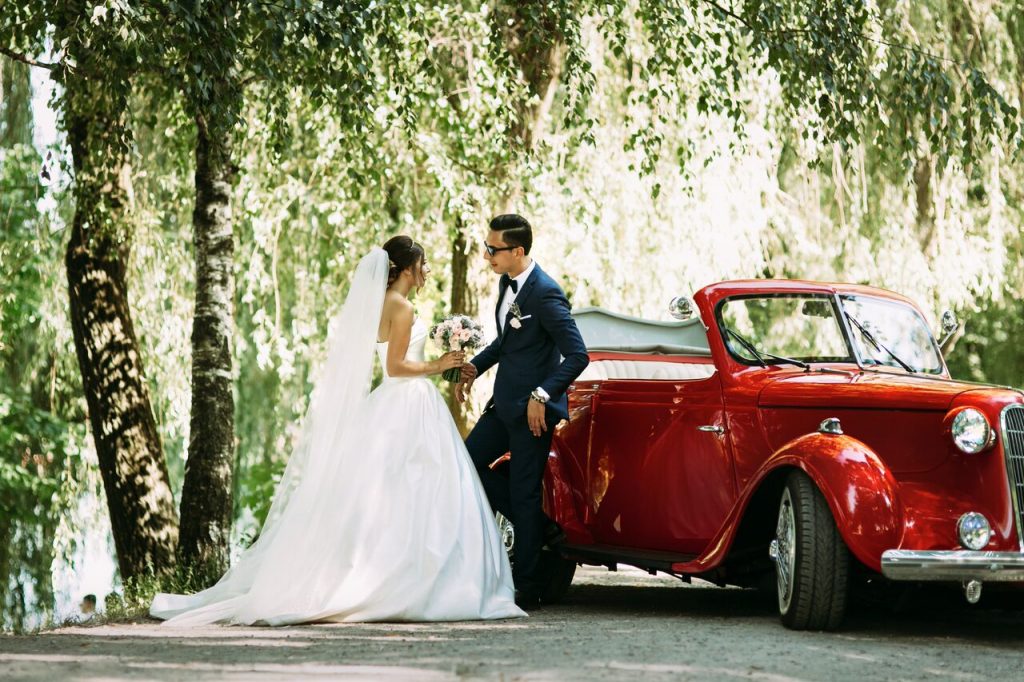 Red Convertible Wedding Getaway Car