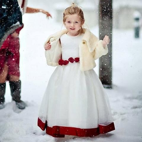 Flower Girl in Winter Holiday Themed Dress