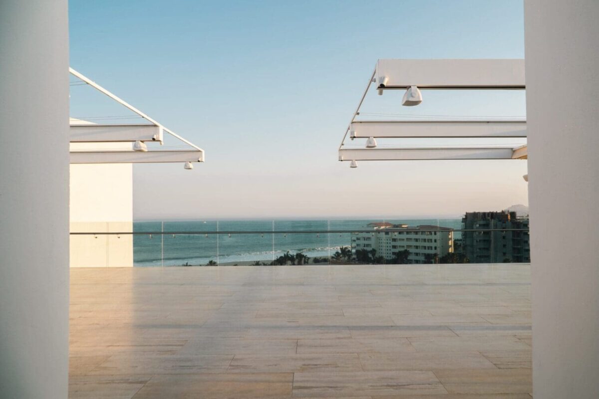 Ocean view from Viceroy Los Cabos rooftop terrace. Mexico beach resort wedding venue.