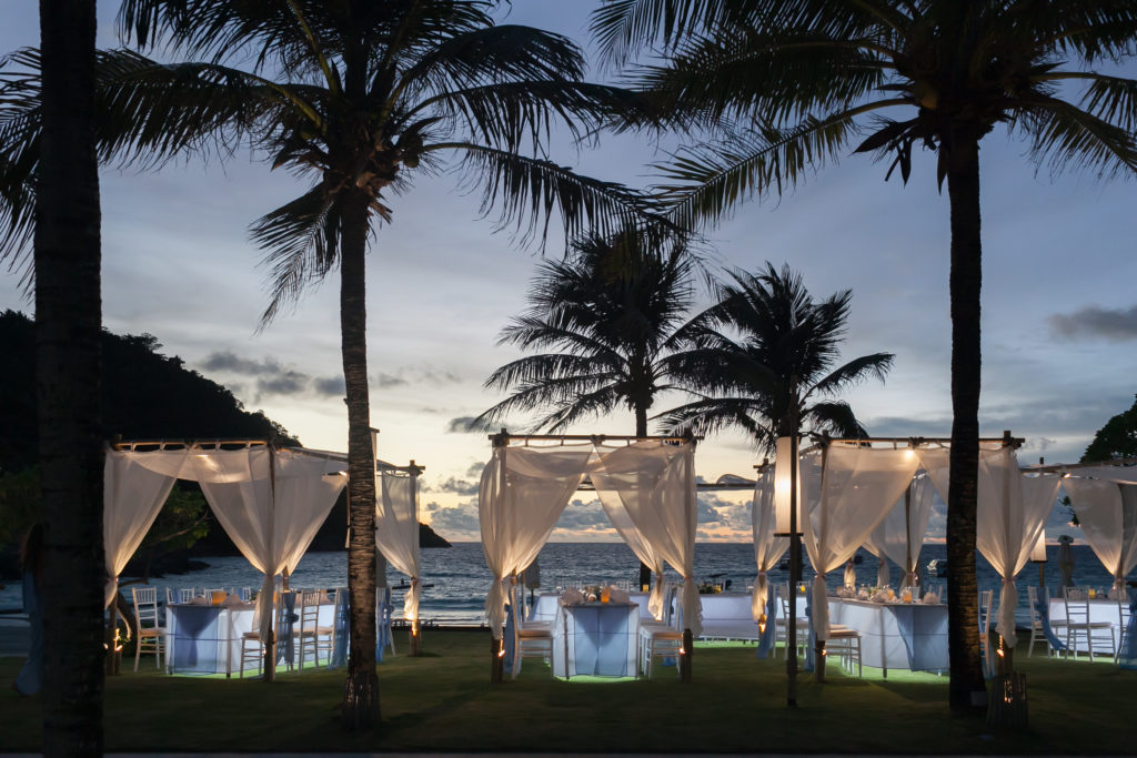 Evening wedding by the sea