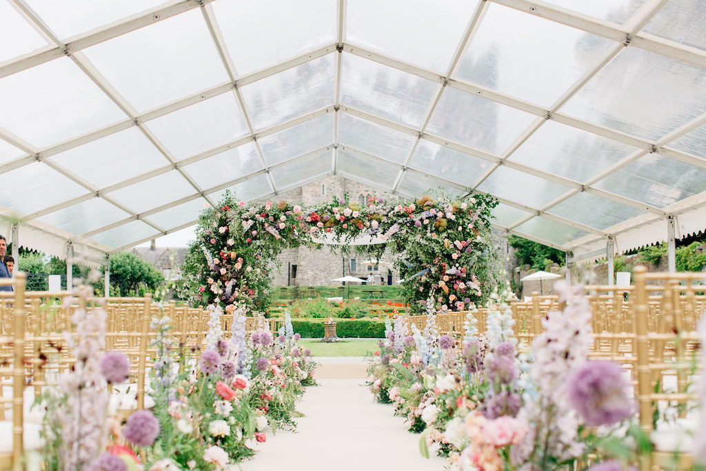 Wedding setup under marquis