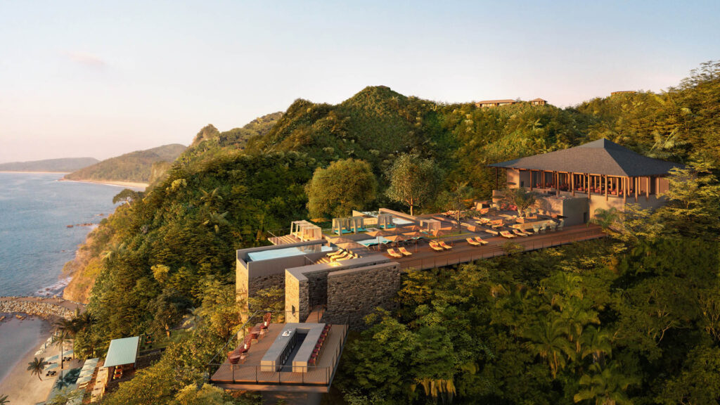 Resort built on a hill overlooking the ocean