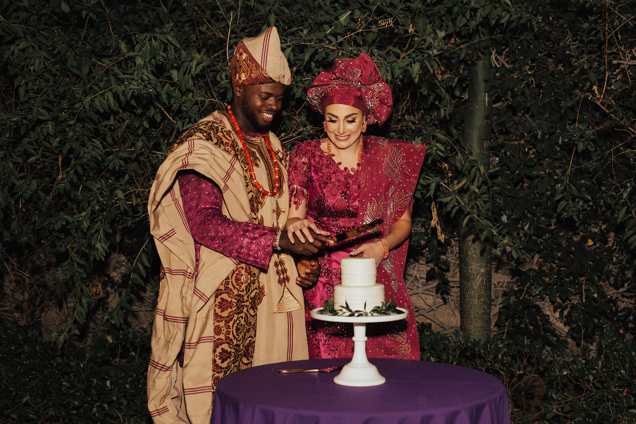 Nigerian & American Cake Cuttong at the wedding