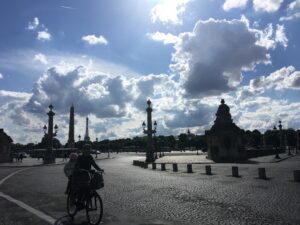 couple on bicycles in Paris