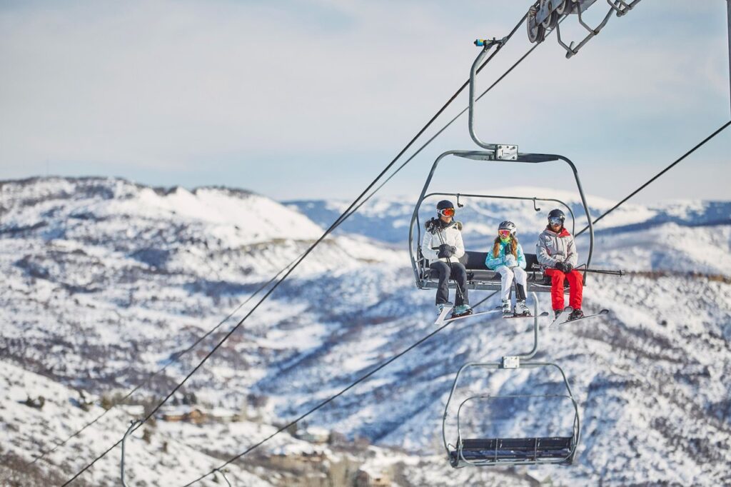 ski lift with 3 people