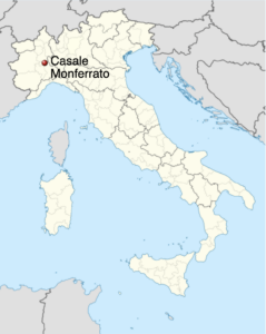 Italian map showing Casale Monferrato