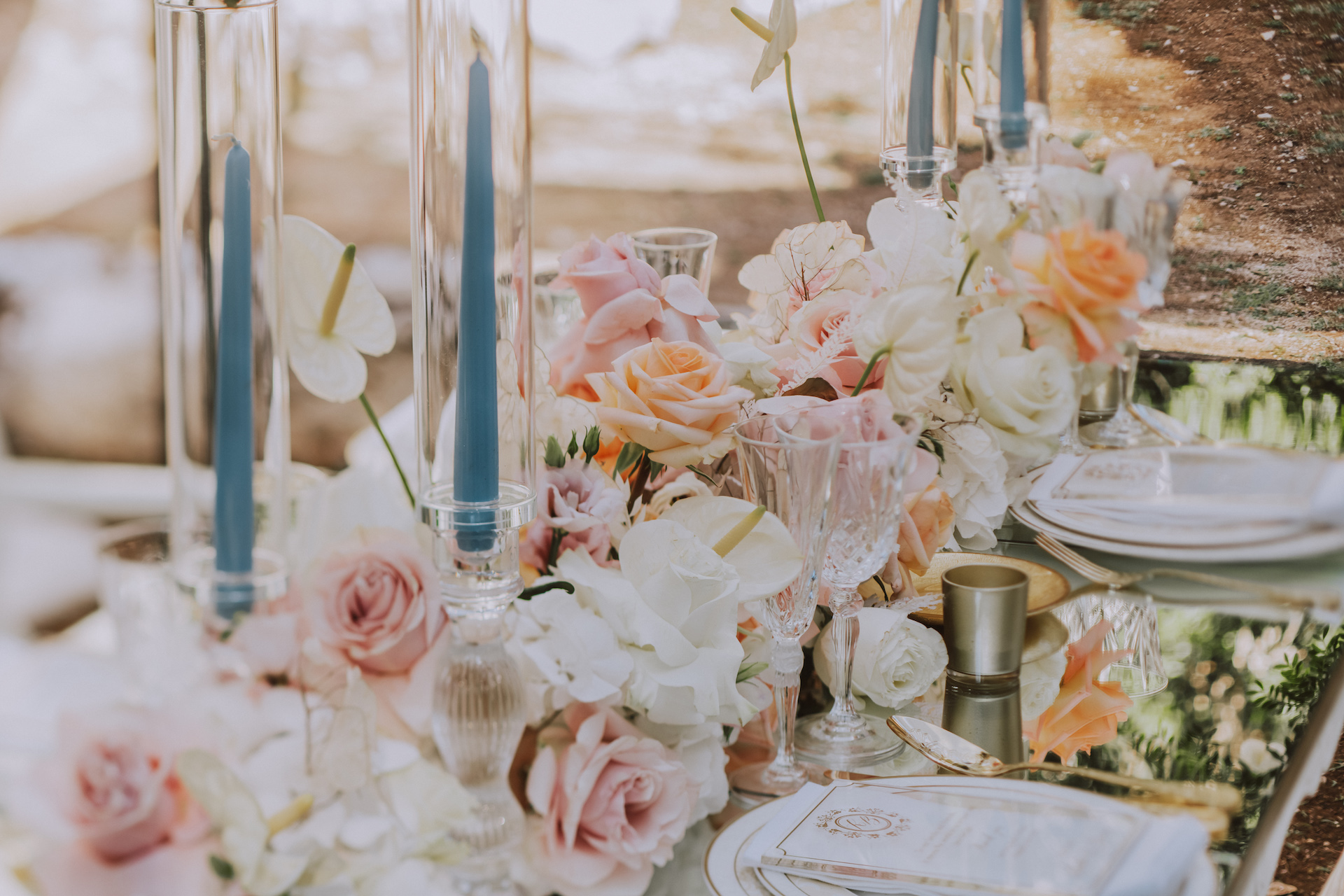 close up of a wedding tablescape