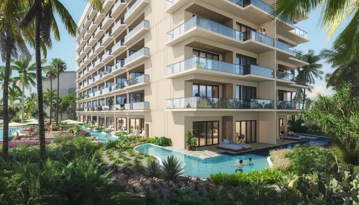Luxury resort at Hilton Aruba, with pools and balconies, perfect for a Hilton Aruba Destination Wedding.