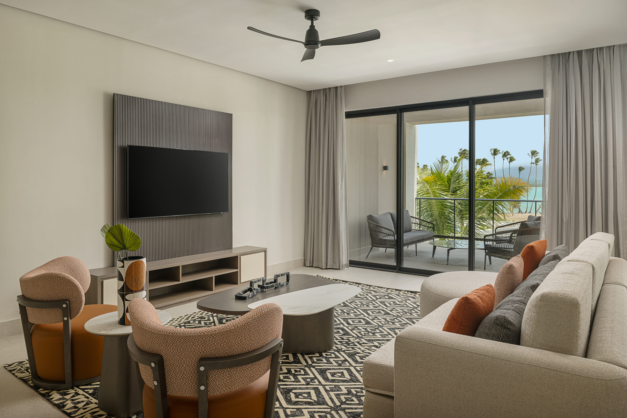 Luxurious living area with ocean view at Zemi Miches All-Inclusive Resort