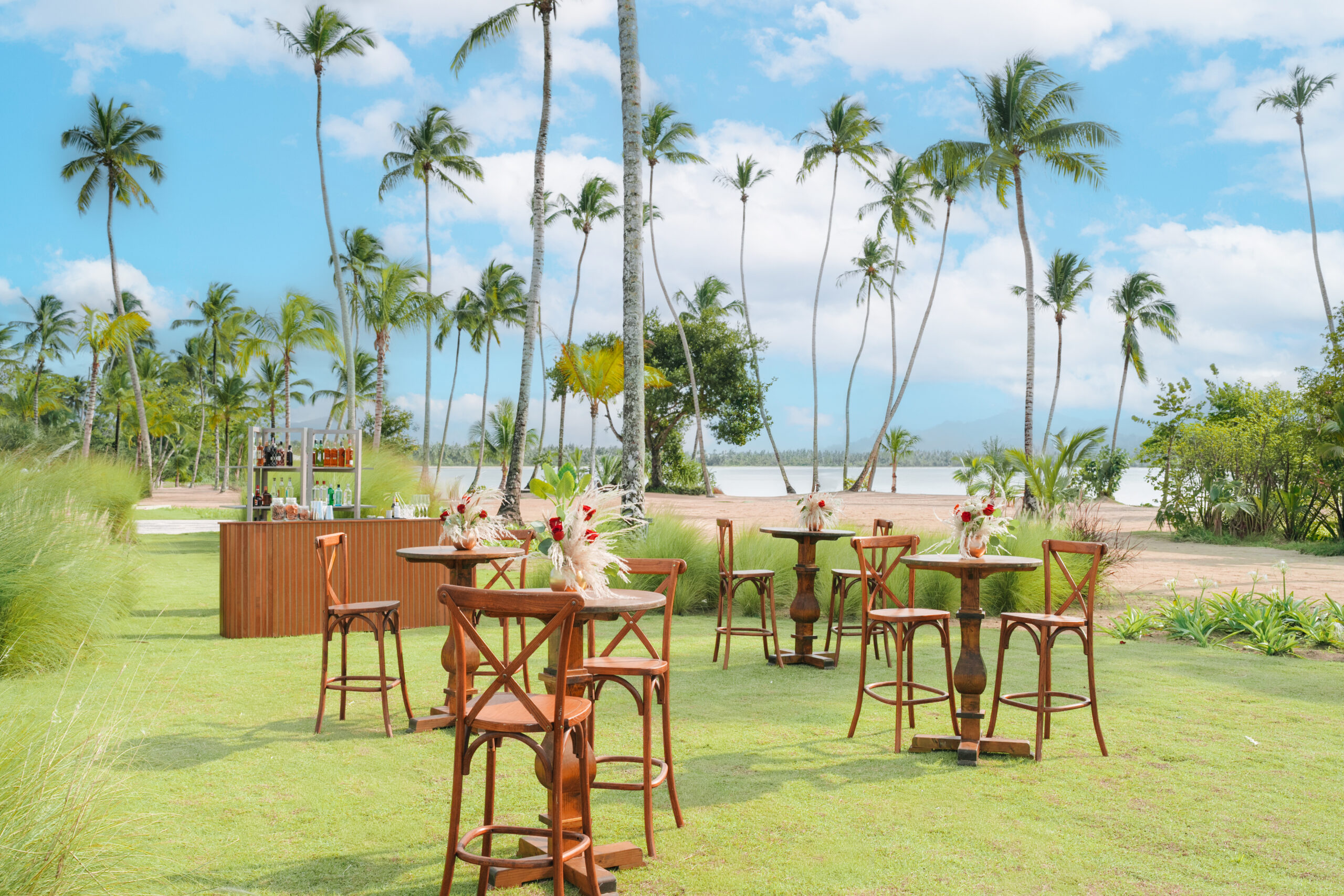 Outdoor bar and seating area at Zemi Miches All-Inclusive Resort, Dominican Republic.