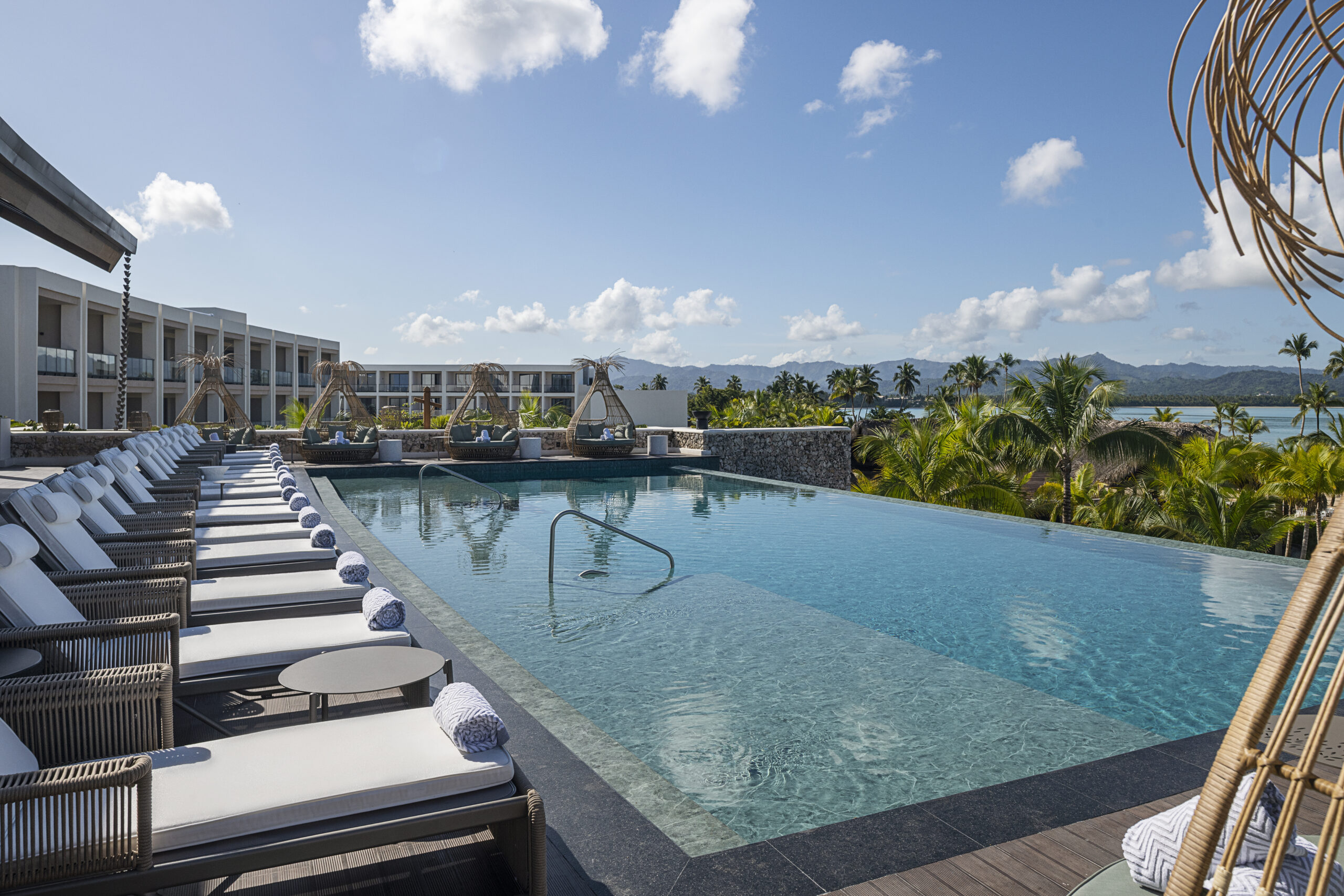 Infinity pool and lounge chairs at Zemi Miches All-Inclusive Resort, Dominican Republic
