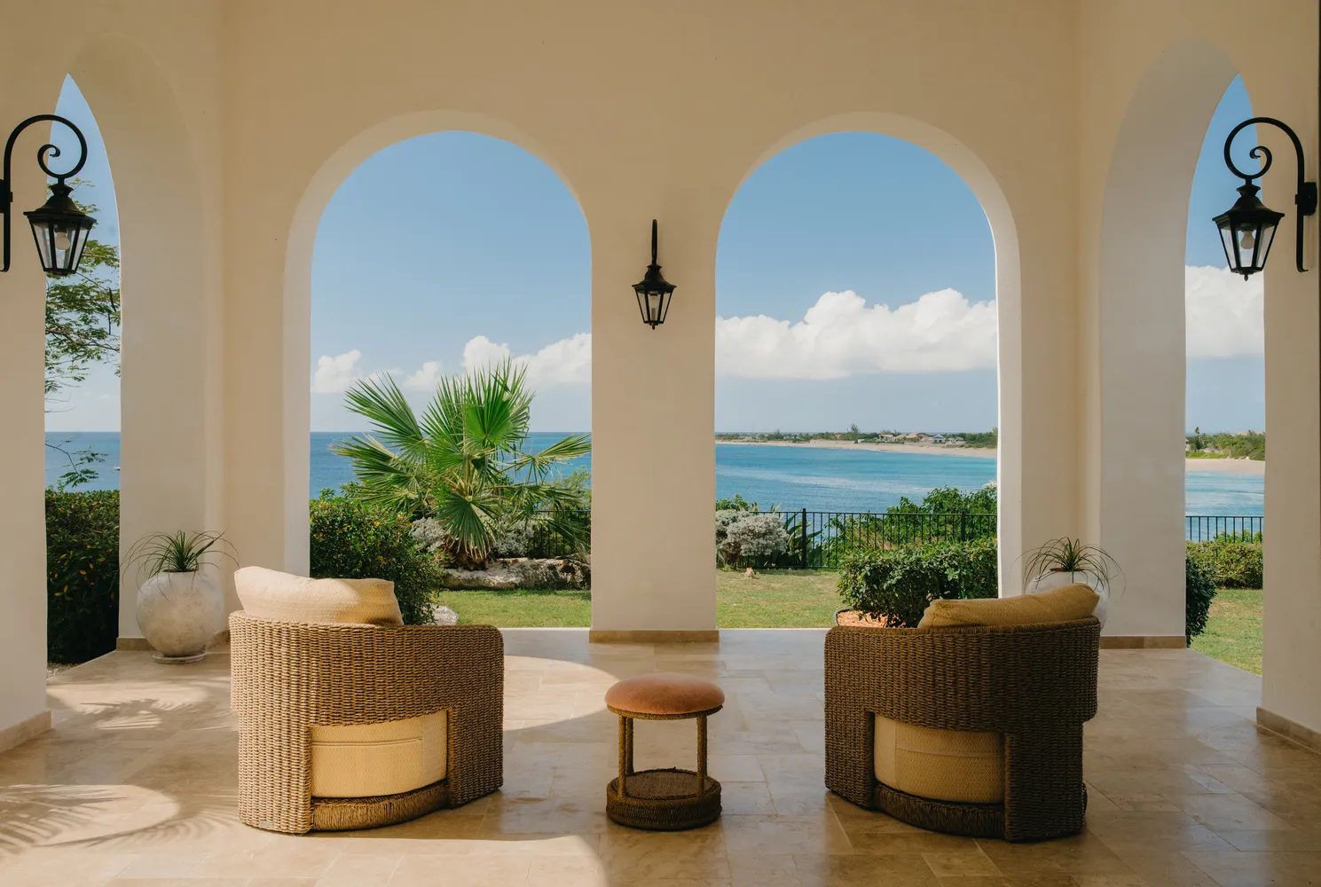Oceanfront patio at La Samanna, a Belmond Hotel, perfect Caribbean destination wedding venue.