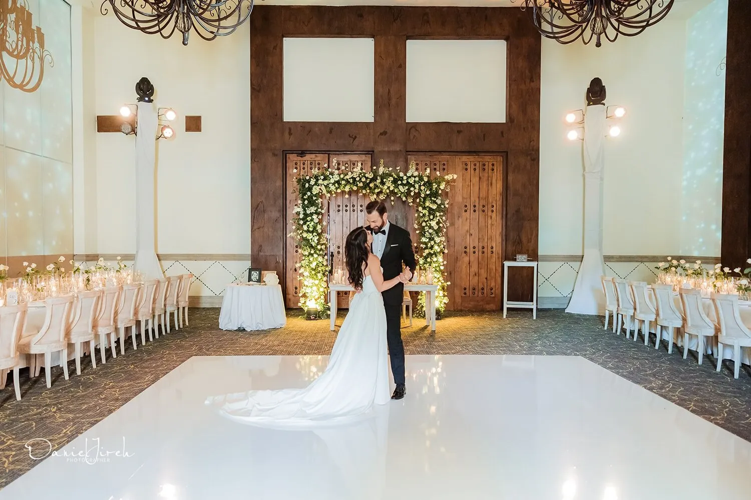 Bride and groom share a first dance at their Los Cabos wedding.