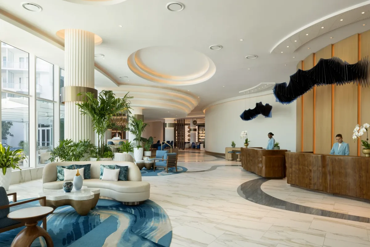 Elegant lobby at Pier Sixty-Six, a stunning Fort Lauderdale wedding venue.
