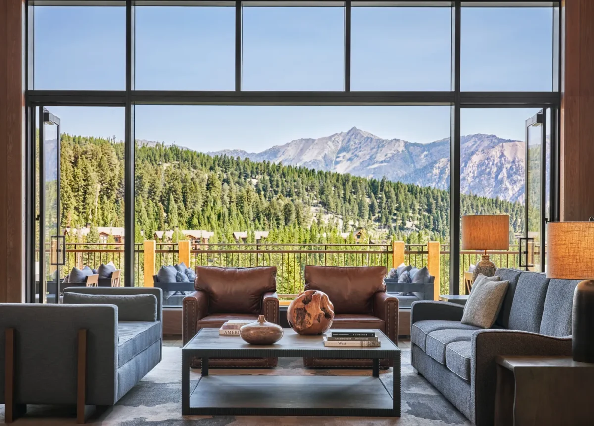 Luxury interior with mountain view, ideal Montana wedding venue at Montage Big Sky.
