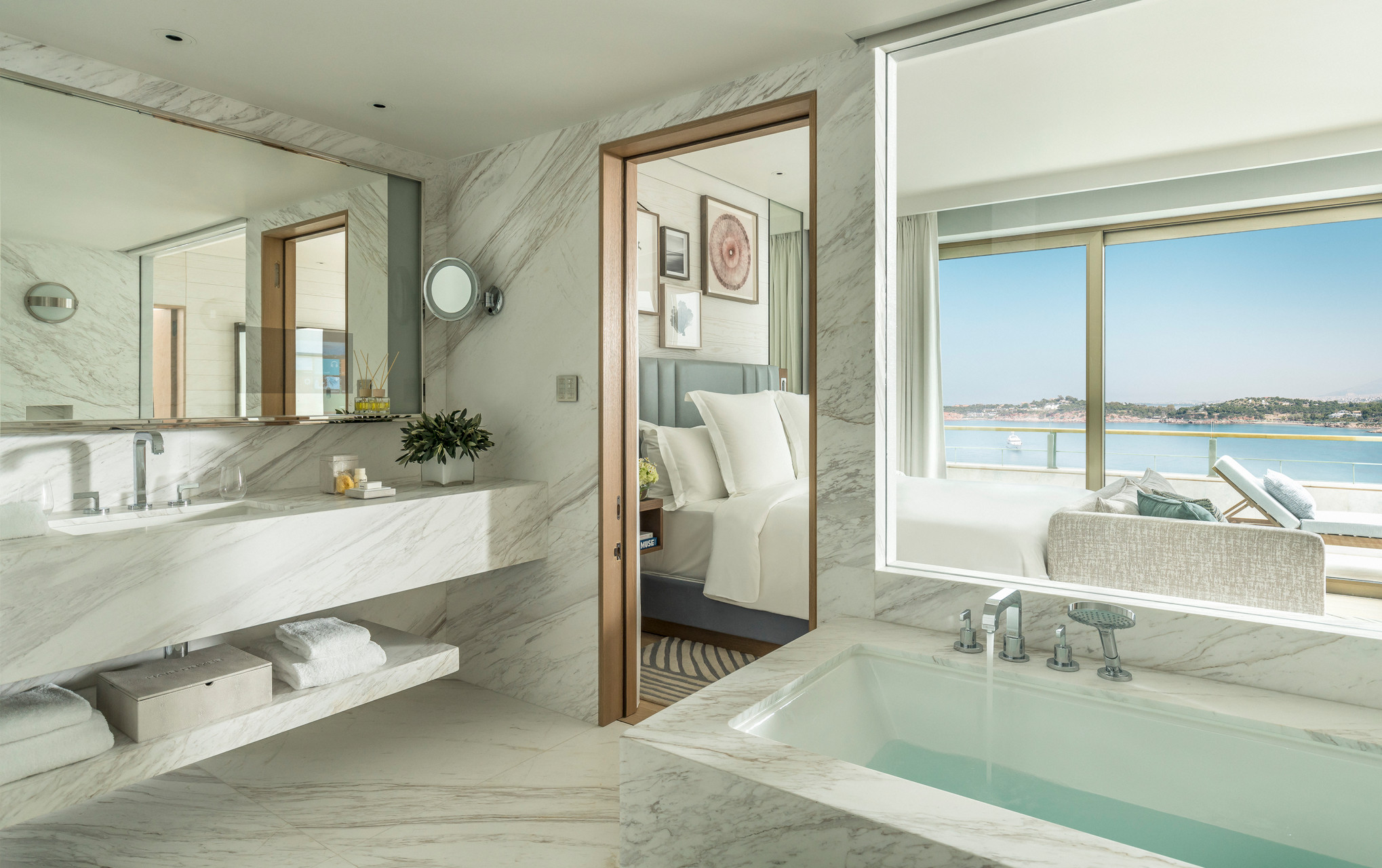 Luxury marble bathroom at Four Seasons Astir Palace Hotel Athens.