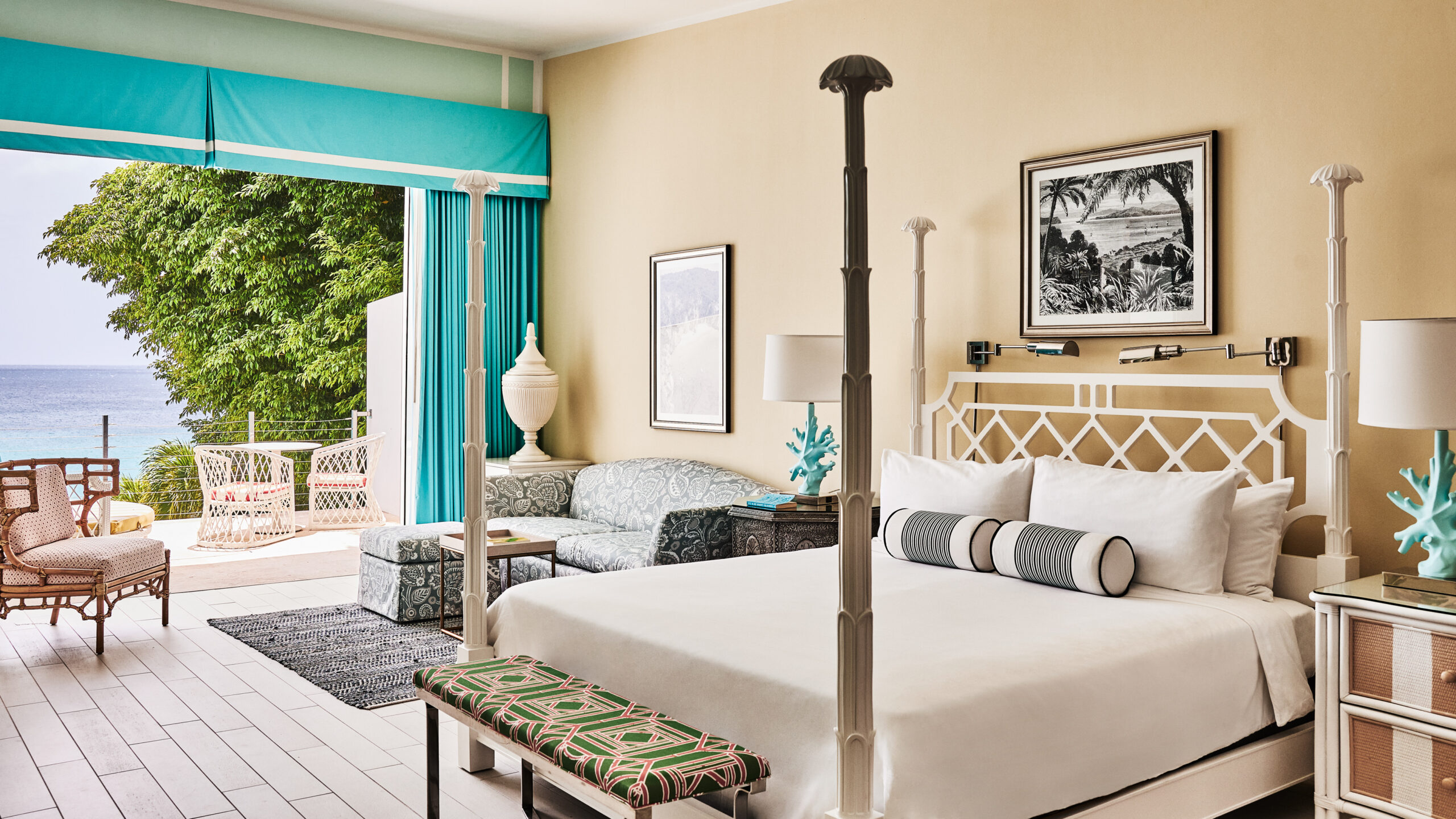 Malliouhana resort suite with ocean view from balcony.