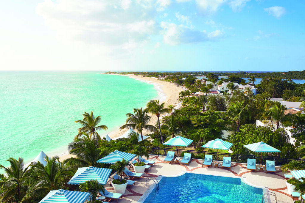 Luxury Caribbean wedding venue with ocean view and poolside cabanas