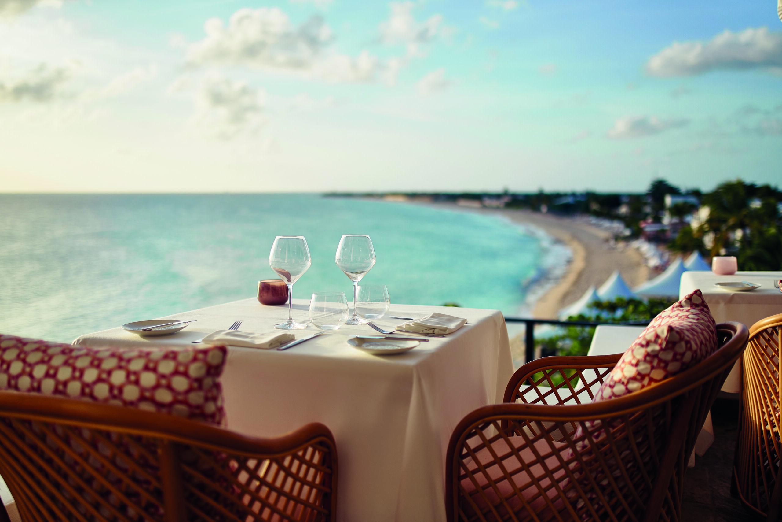 Elegant beachside dining spot at Caribbean wedding venue