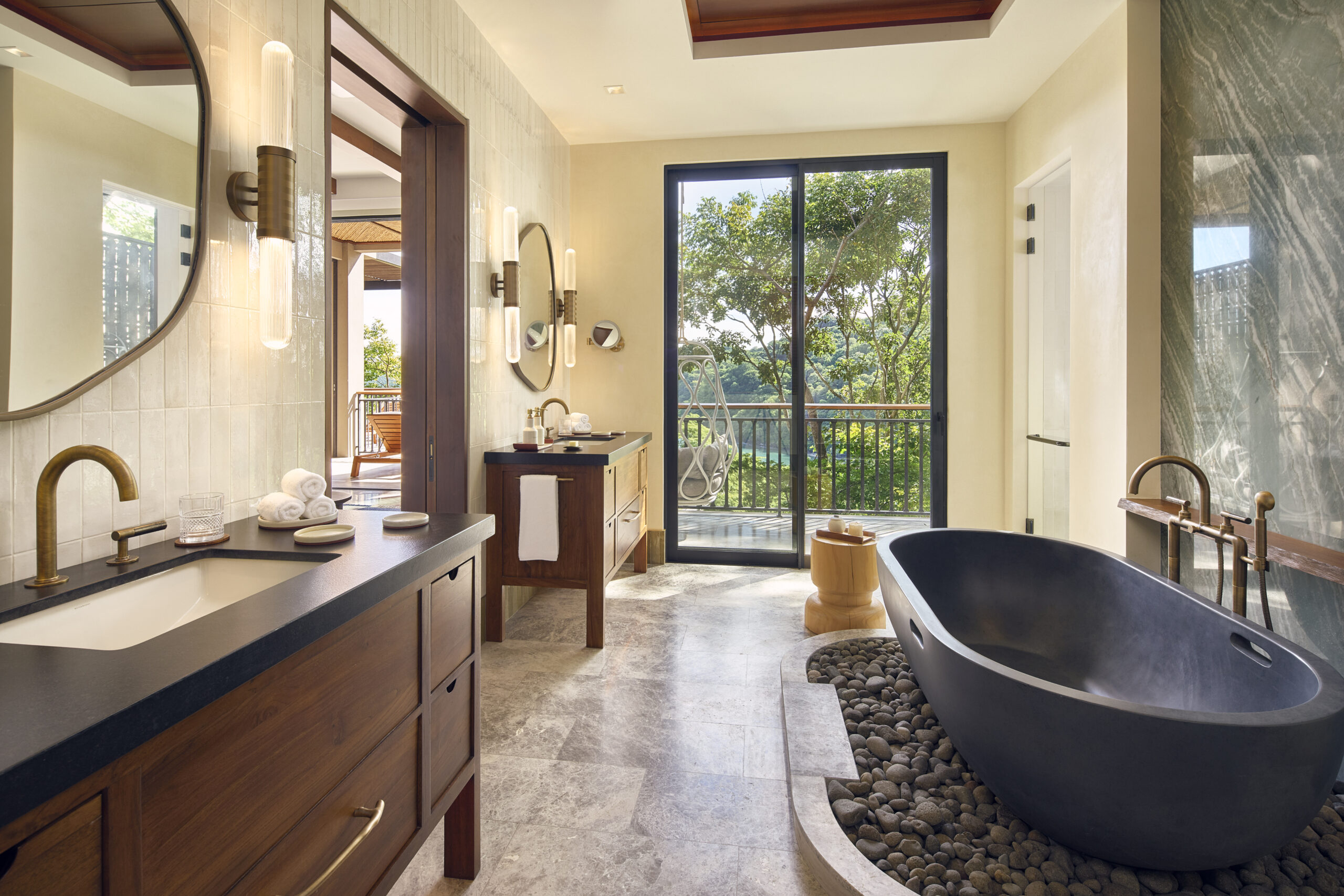 Luxurious bathroom at Nekajui, a Ritz Carlton Reserve, wedding venue in Costa Rica.