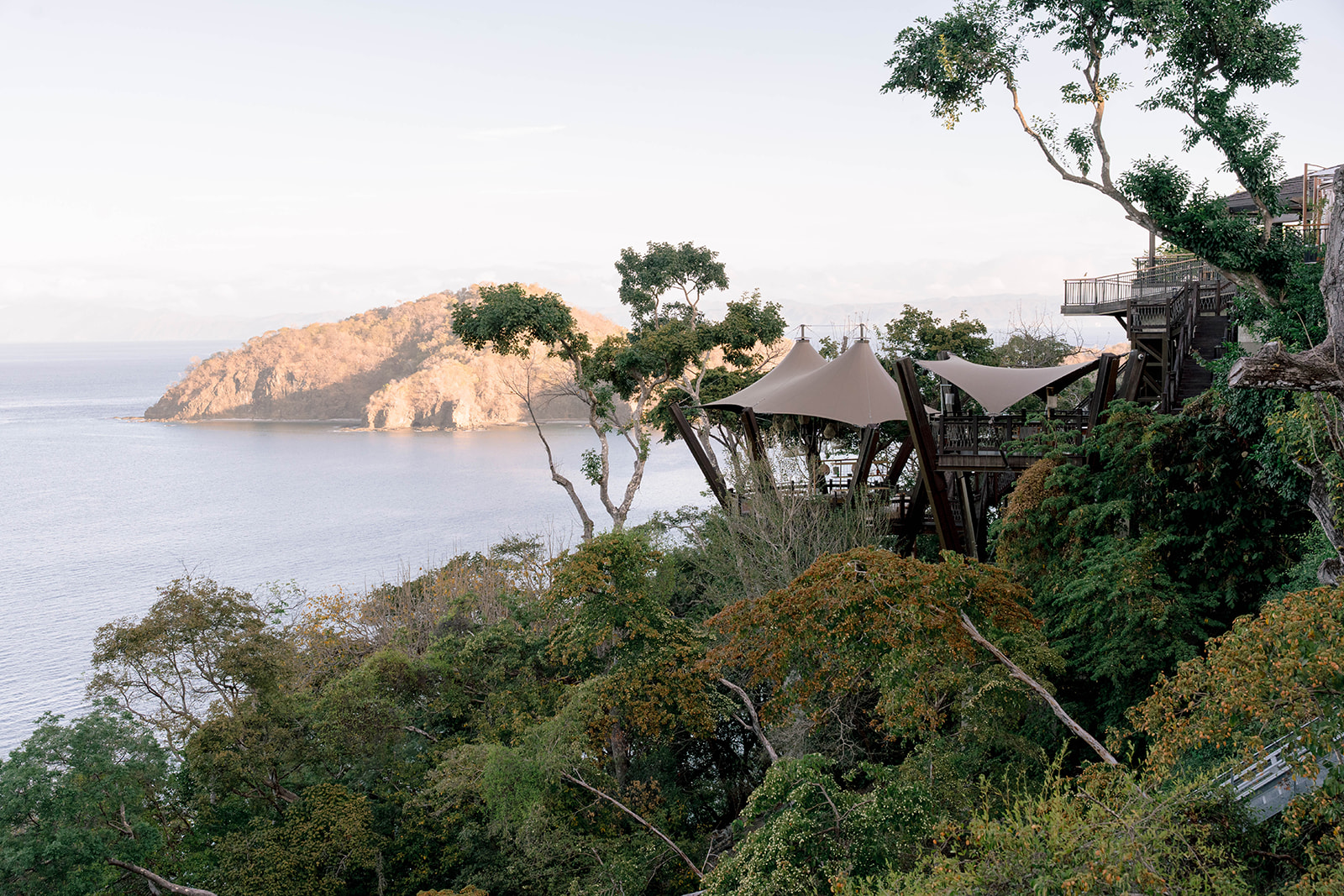 Nekajui Ritz Carlton Reserve with ocean view and unique architecture.