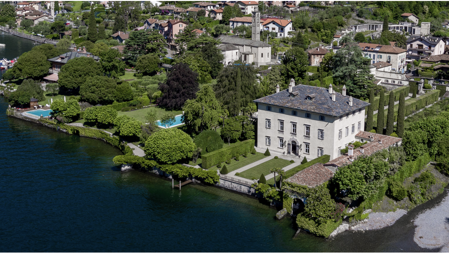 Lake Como villa with pools and manicured gardens, one of Italy's private celebration villas.