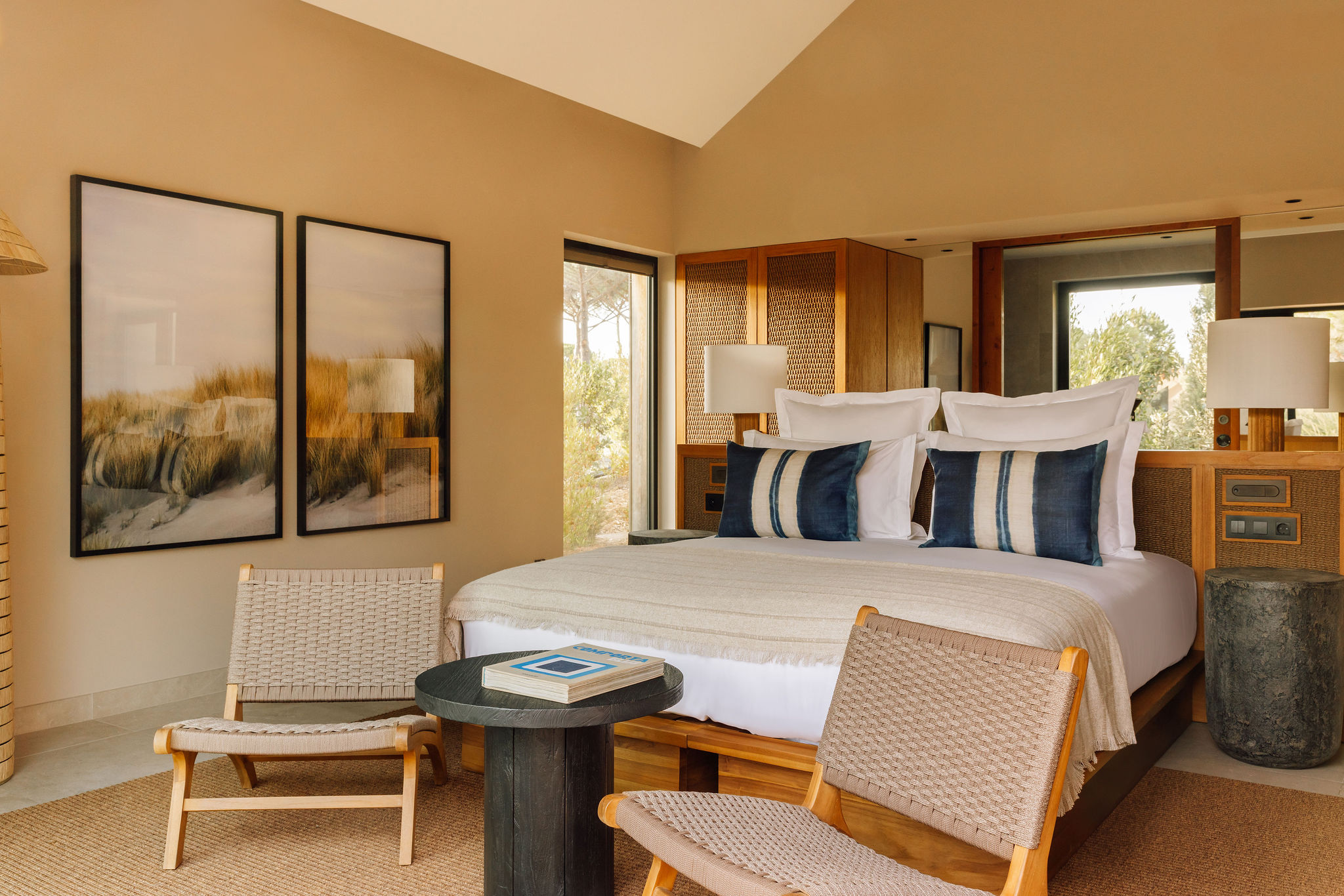 Sublime Comporta bedroom with beach art and natural textures